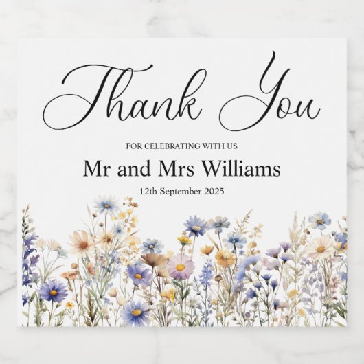 Dank je bruiloft sparkling wijnetiket (Enkel label)