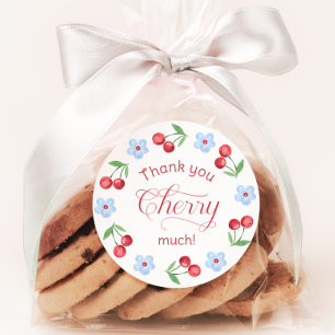 Dank je Cherry heel erg Blauw Baby shower Ronde Sticker