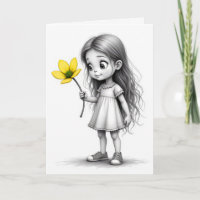 Dank je Chibi-kind met gele bloem