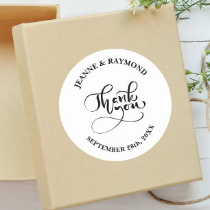 Dank Je Chic Calligraphy Witte Trouw Favoriet Ronde Sticker