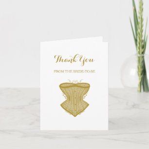 Dank je chic gouden korset lingerie bruiloftsshowe bedankkaart