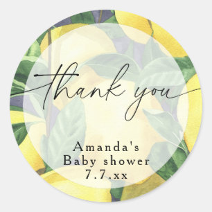 Dank je - Citrus Citroen - Baby shower Ronde Sticker