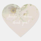 "Dank je!" Couple's Names Wedding Mauve Peony Hart Sticker (Voorkant)