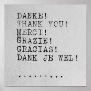 Dank je, Danke, Grazie, Gracias Poster