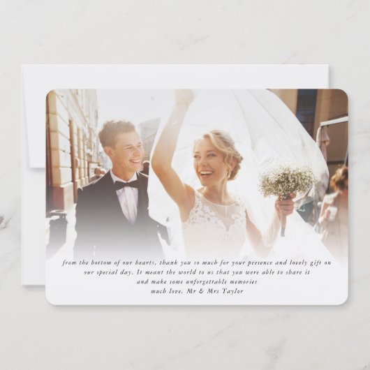 DANK JE DAT je bruidfoto elegant zwart-wit trouwt Kaart (Achterkant)