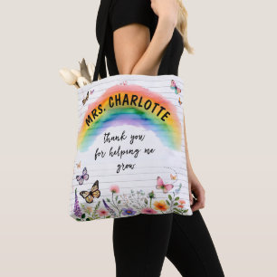 Dank je dat je me hebt geholpen groeien Regenboog  Draagtas