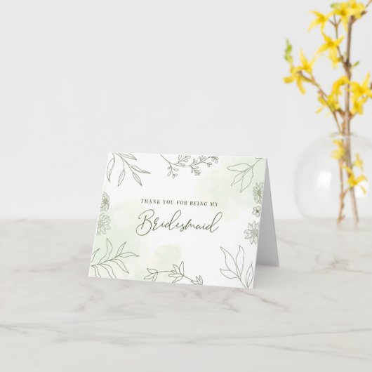 Dank je dat je mijn bruidsmeisje bent bruiloftskaa kaart (Gele Bloem)