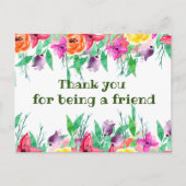 Dank je dat je mijn vriend bent bloemontwerp briefkaart (Voorkant)