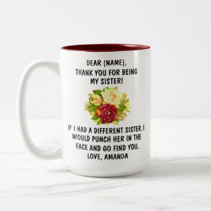 Dank Je Dat Je Mijn Zus Bent Mok, Familie Cadeau, Tweekleurige Koffiemok