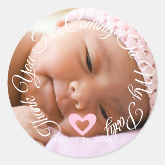 Dank je dat je naar mijn babyshower bent gekomen M Ronde Sticker (Voorkant)