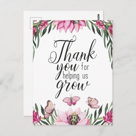 Dank je dat je ons hebt geholpen groeien - briefkaart (Voorkant / Achterkant)