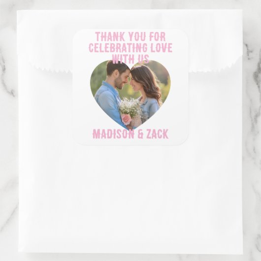 Dank je dat je van liefde viert FOTO Vierkante Sticker (Tas)