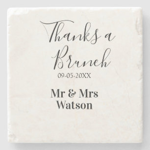 Dank je een brunch na de bruiloft naam datum eenvo stenen onderzetter