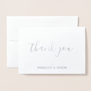 Dank je eenvoudige kalligrafie Persoonlijke Zilver Folie Kaarten