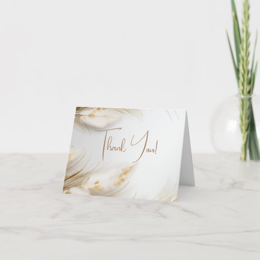 Dank je | Elegante Boheemse Bloemen Gouden Pampa's Bedankkaart (Voorkant)