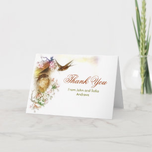 dank je elegante liefdesvogels trouwkaart bedankkaart
