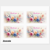 Dank je Elegante Moderne Aquarel Bloemen Kunst Rechthoekige Sticker (Vel)