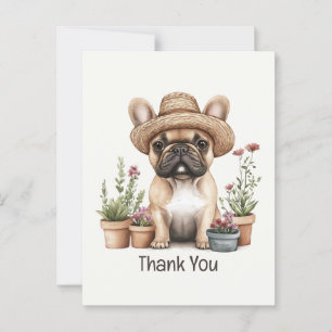 Dank je Franse Bulldog Tuinieren Bloempotten Briefkaart