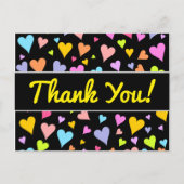 "Dank je!"; Fun, liefdevol, kleurrijk hartenpatroo Briefkaart (Voorkant)