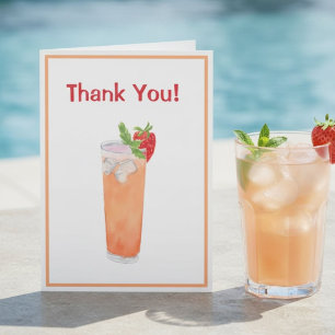 Dank Je Gastvrouw Zomer Cocktail Waterverf Perzik Bedankkaart