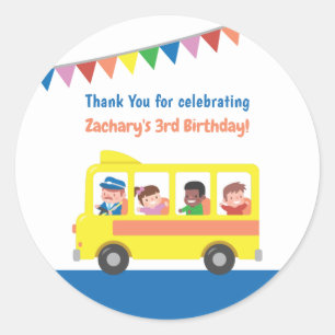 Dank Je Gele Schoolbus Verjaardagsfeestje Ronde Sticker