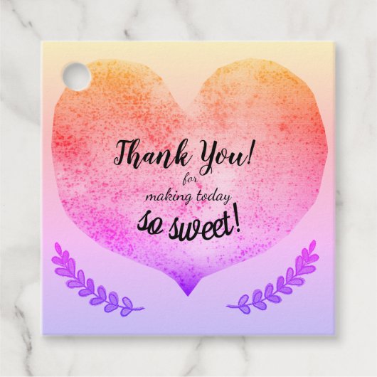 Dank je, glanzend hart bedankjes labels (Voorkant)