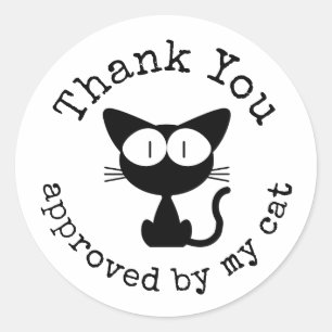 Dank je goedgekeurd door mijn zwarte kat ronde sticker