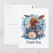 Dank je Goldendoodle Hond Speelt Drums Briefkaart (Voorkant / Achterkant)