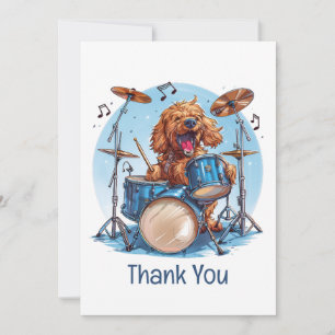 Dank je Goldendoodle Hond Speelt op Drums Bedankkaart