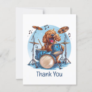 Dank je Goldendoodle Hond Speelt op Drums Briefkaart