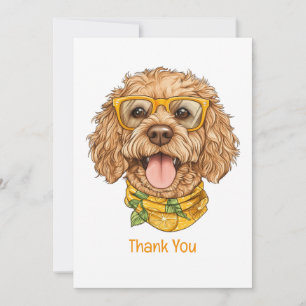 Dank je Goldendoodle Hond Zonnebril Sinaasappels Bedankkaart
