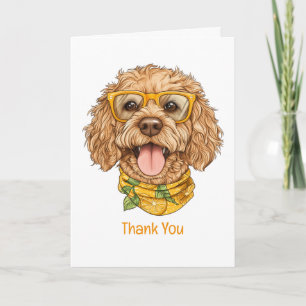 Dank je Goldendoodle Hond Zonnebril Sinaasappels Bedankkaart