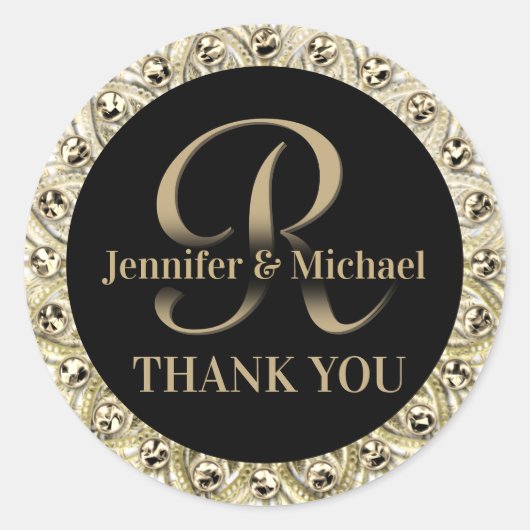 Dank je Gouden Glam Seal Ronde Sticker (Voorkant)
