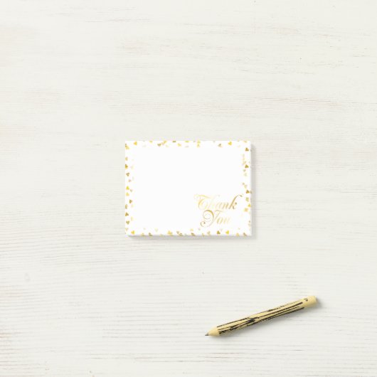 Dank Je Gouden Harten Post-it® Notes (Op bureau)
