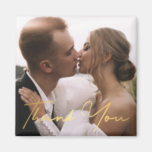 dank je, gouden script huwelijksfoto trendy magneet