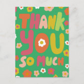 DANK JE Groovy Daisies Kleurrijke Bubbel Letters  Briefkaart (Voorkant)