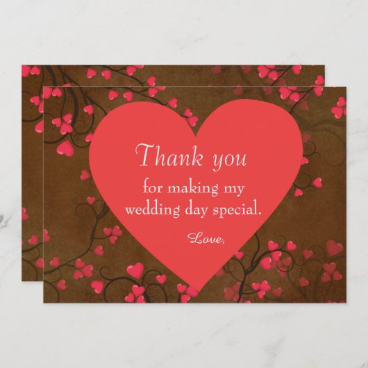 Dank je hart bedankkaart (Voorkant / Achterkant)