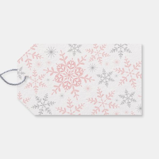 Dank je heel veel Winter ONEderland Roze Zilver Cadeaulabel (Achterkant Horizontaal)