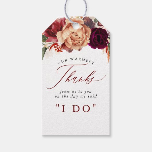 Dank je herfstbloemen botanische rustieke cadeaulabel (Voorkant)