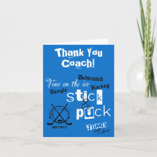 Dank je hockeycoach Stok- en pucktijd op Blauw Bedankkaart