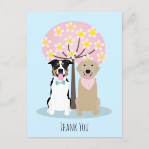 Dank je honden bij kersenbloesemboom briefkaart