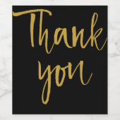 Dank je in zwart en goud wijn etiket (Enkel label)