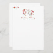 Dank je Kaarten Tortelduifjes & bloesems Notitiekaartje (Voorkant / Achterkant)