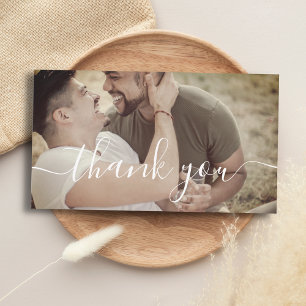 dank je kalligrafie bruiloft gay foto notitiekaart notitiekaartje