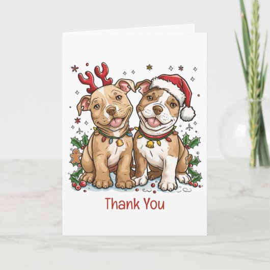 Dank Je Kerst Pit Bull Honden Bedankkaart (Voorkant)