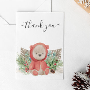 Dank je Kerstmis Babybeer Boho Shower  Notitiekaartje