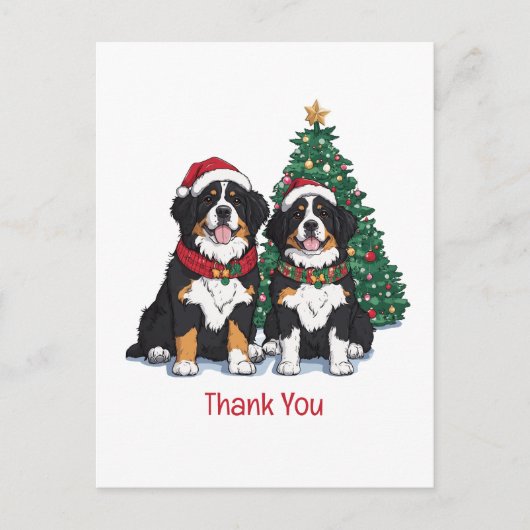 Dank je Kerstmis Berner Sennenhonden Briefkaart (Voorkant)