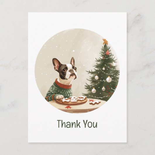 Dank je Kerstmis Boston Terrier Hond Briefkaart (Voorkant)
