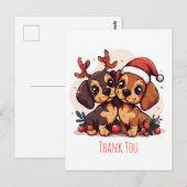 Dank je Kerstmis Dachshund Honden Briefkaart (Voorkant / Achterkant)