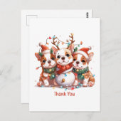 Dank je Kerstmis Engelse Bulldog Rendier Kerstman Briefkaart (Voorkant / Achterkant)